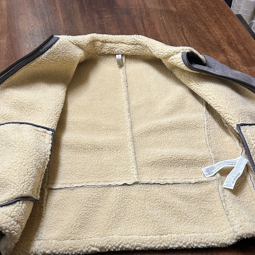 Zara gray with Cream Shearling Jacket - Picture 11 of 12